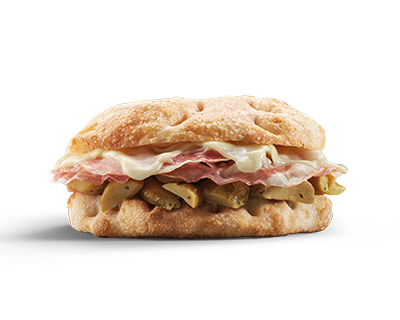 Focaccia con funghi porcini, pancetta e mozzarella - Focaccia with with porcini mushrooms, bacon and mozzarella