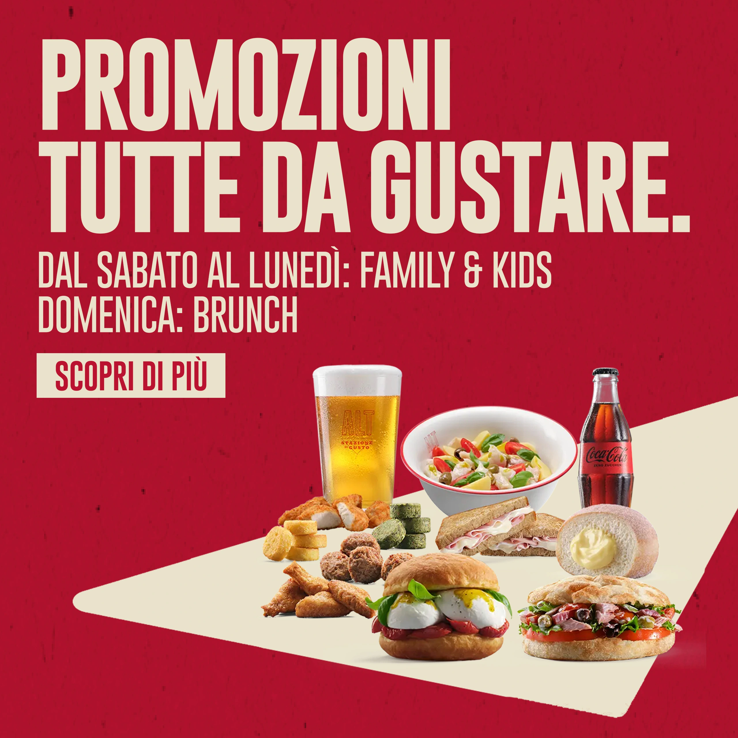 Promozioni tutte da gustare. - Ogni lunedì: Family & Kids. Ogni domenica: Brunch. - Scopri di più